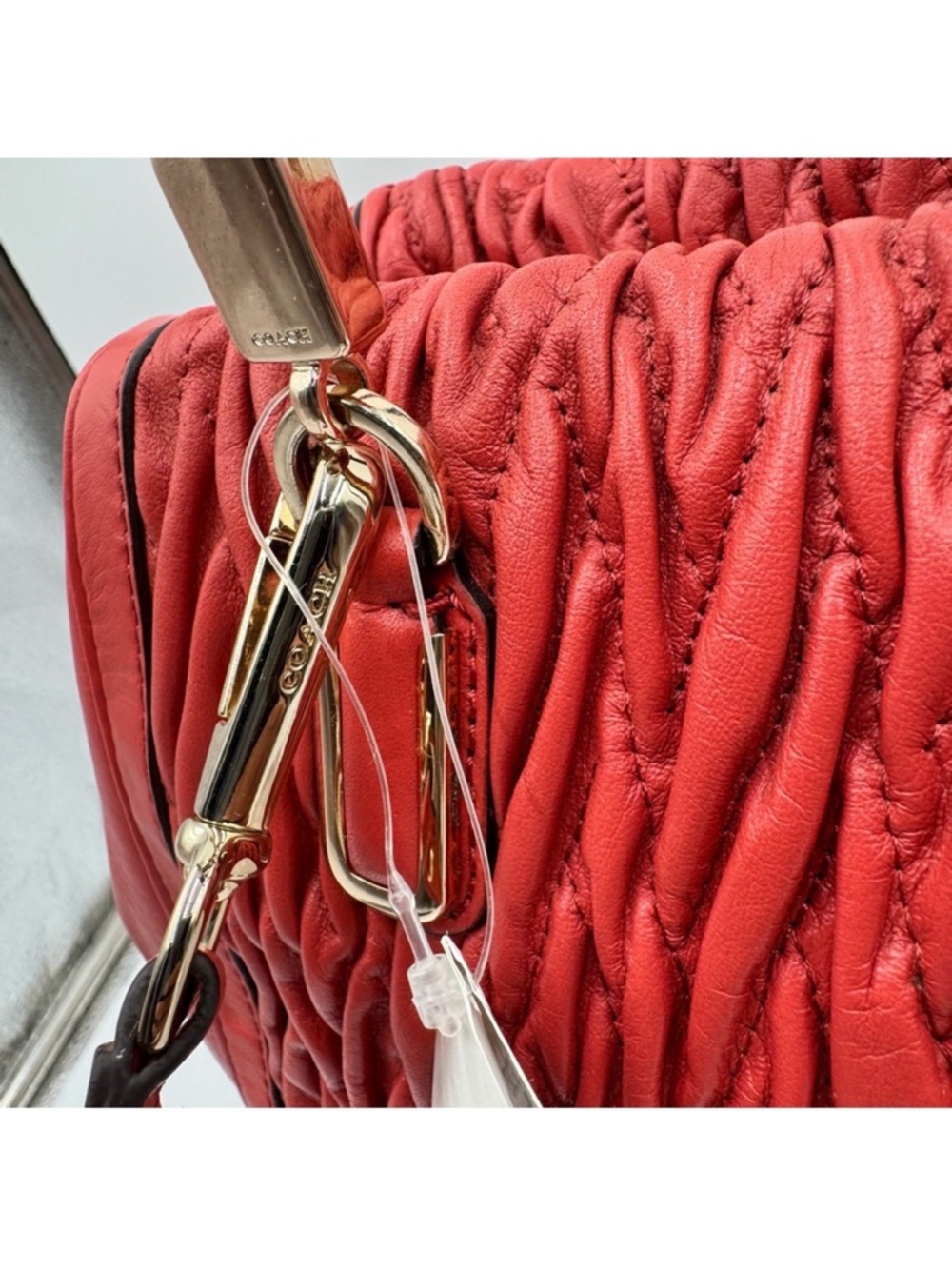 Coach Limited Edition Madison Gathered Chevron Red Leather Madeline Satchel NWT - Picture 3 of 13